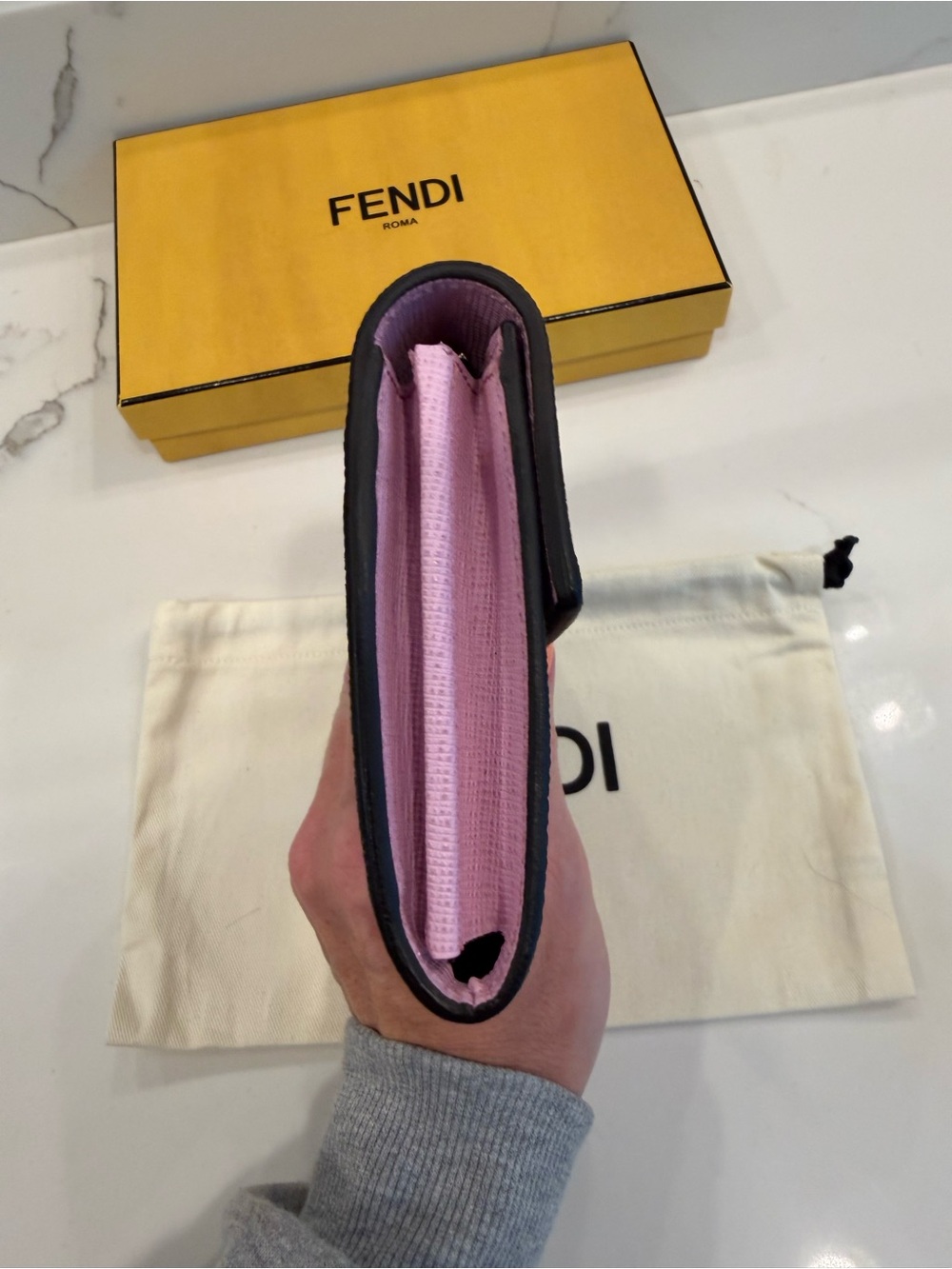 Fendi Simply Wallet- FF Zucca Canvas & Pink Leather Interior - Picture 6 of 11